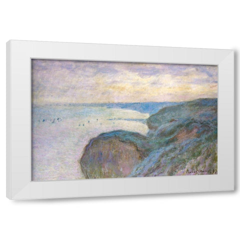 Steep cliffs 1897 White Modern Wood Framed Art Print by Monet, Claude