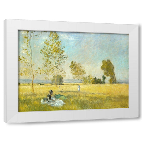 Summer-The Meadow 1874 White Modern Wood Framed Art Print by Monet, Claude