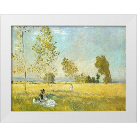 Summer-The Meadow 1874 White Modern Wood Framed Art Print by Monet, Claude