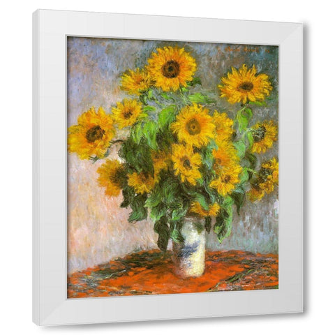 Sunflowers 1881 White Modern Wood Framed Art Print by Monet, Claude