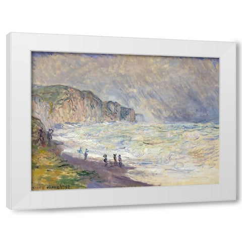 Heavy Sea at Pourville 1897 White Modern Wood Framed Art Print by Monet, Claude