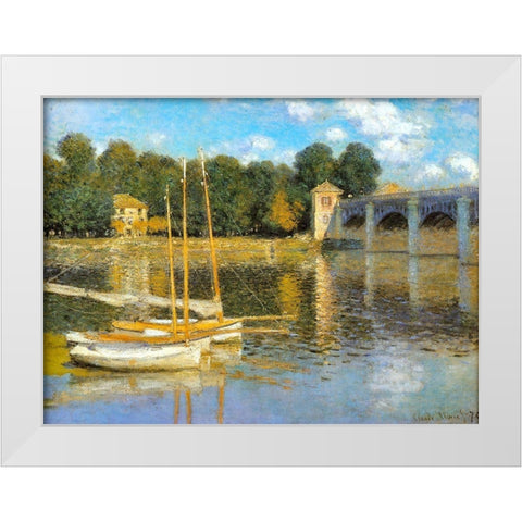 The Bridge at Argenteuil 1874 White Modern Wood Framed Art Print by Monet, Claude