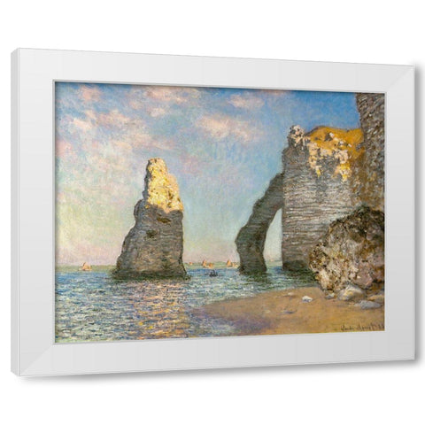 The Cliffs at Etretat 1885 White Modern Wood Framed Art Print by Monet, Claude