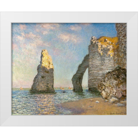 The Cliffs at Etretat 1885 White Modern Wood Framed Art Print by Monet, Claude