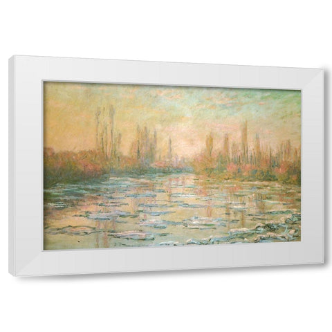 The Ice-floes 1893 White Modern Wood Framed Art Print by Monet, Claude