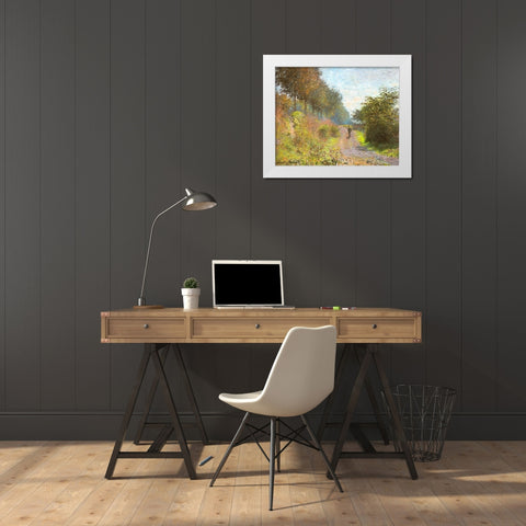 The Sheltered Path 1873 White Modern Wood Framed Art Print by Monet, Claude