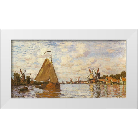 The Zaan at Zaandam 1871 White Modern Wood Framed Art Print by Monet, Claude
