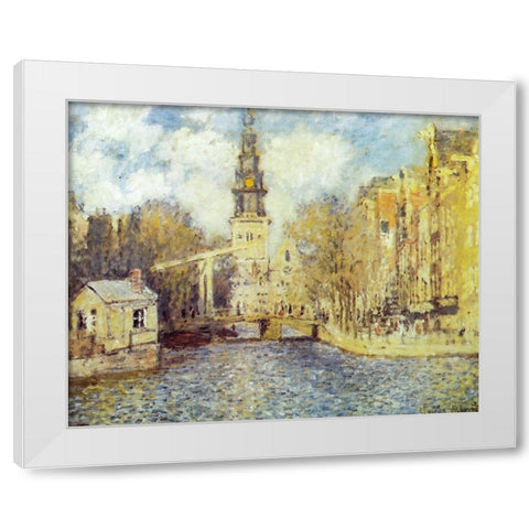 The Zuiderkerk-Amsterdam 1874 White Modern Wood Framed Art Print by Monet, Claude