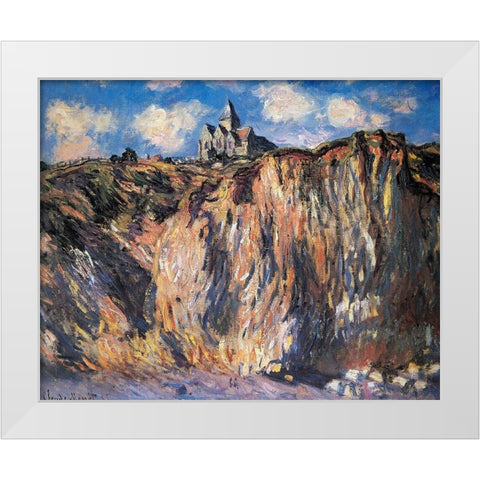 Varengeville Church 1882 White Modern Wood Framed Art Print by Monet, Claude