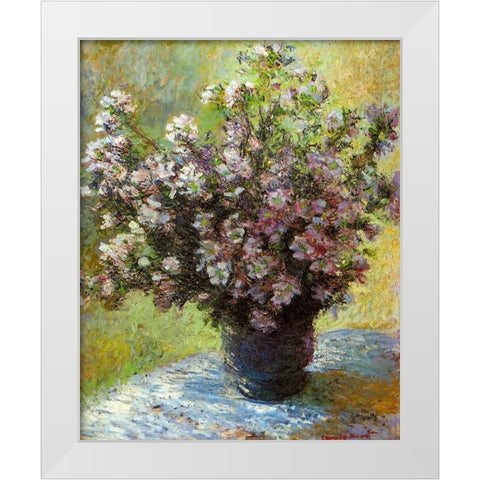 Vase of Flowers 1881 White Modern Wood Framed Art Print by Monet, Claude