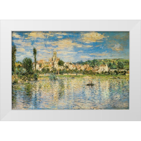 Vetheuil in Winter 1879 White Modern Wood Framed Art Print by Monet, Claude