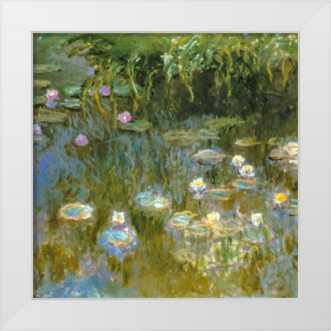 Water-lilies 1888 White Modern Wood Framed Art Print by Monet, Claude
