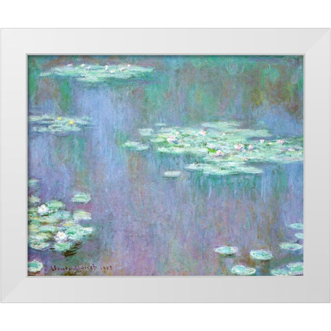 Water-lilies 1905 White Modern Wood Framed Art Print by Monet, Claude