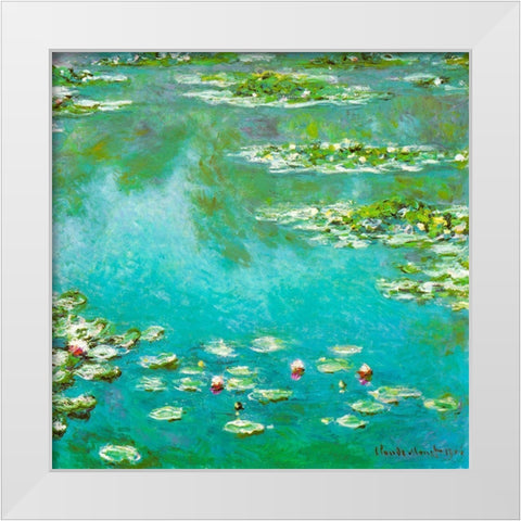 Water-lilies 1906 White Modern Wood Framed Art Print by Monet, Claude