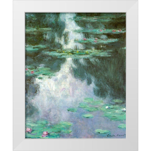 Water-lilies I 1907 White Modern Wood Framed Art Print by Monet, Claude