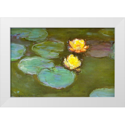 Water-lilies II 1907 White Modern Wood Framed Art Print by Monet, Claude