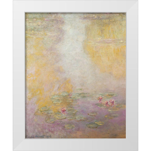 Water-lilies 1908 White Modern Wood Framed Art Print by Monet, Claude