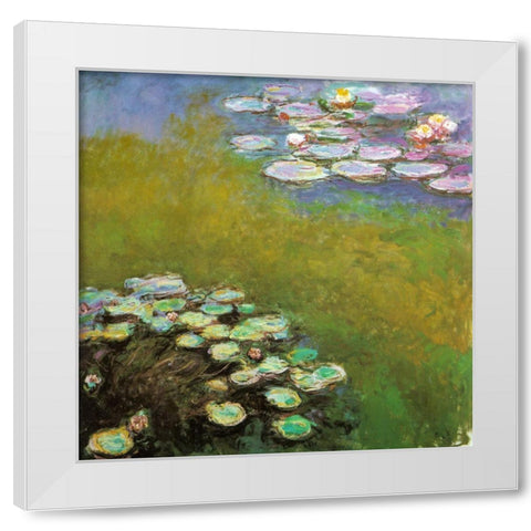 Water-lilies I 1909 White Modern Wood Framed Art Print by Monet, Claude