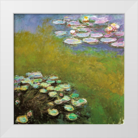 Water-lilies I 1909 White Modern Wood Framed Art Print by Monet, Claude