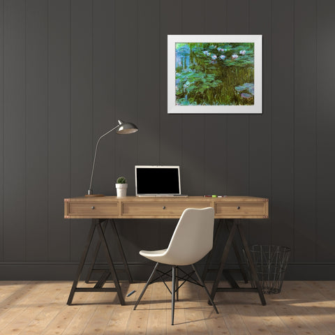 Water-lilies II 1909 White Modern Wood Framed Art Print by Monet, Claude
