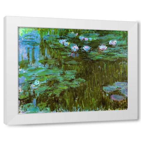 Water-lilies II 1909 White Modern Wood Framed Art Print by Monet, Claude