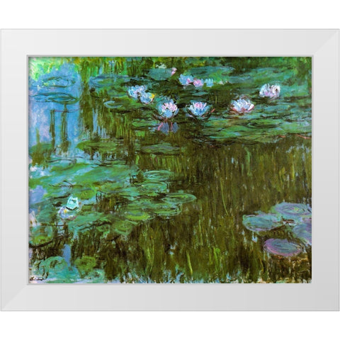 Water-lilies II 1909 White Modern Wood Framed Art Print by Monet, Claude