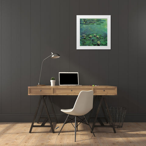 Water-lilies 1914 White Modern Wood Framed Art Print by Monet, Claude