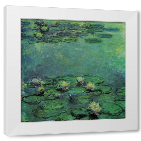 Water-lilies 1914 White Modern Wood Framed Art Print by Monet, Claude