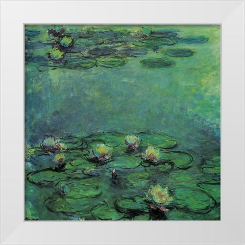 Water-lilies 1914 White Modern Wood Framed Art Print by Monet, Claude