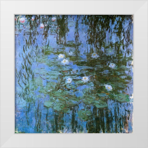 Water-lilies blue 1915 White Modern Wood Framed Art Print by Monet, Claude