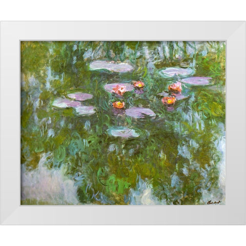 Water-lilies 1911 White Modern Wood Framed Art Print by Monet, Claude