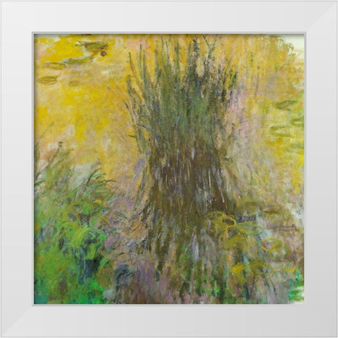 Water-lilies-bullrushes 1920 White Modern Wood Framed Art Print by Monet, Claude