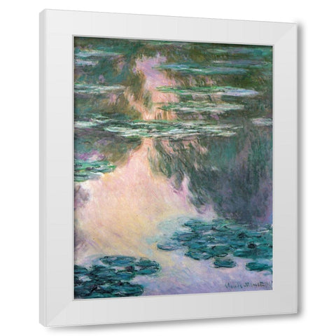Water-lily pond 1907 White Modern Wood Framed Art Print by Monet, Claude
