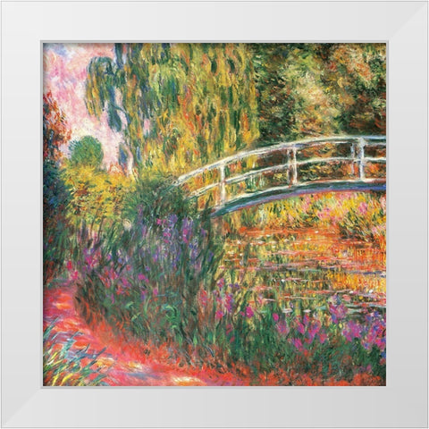 Water-lily pond-water irises 1900 White Modern Wood Framed Art Print by Monet, Claude
