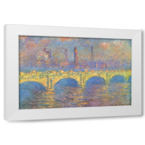 Waterloo Bridge II 1900 White Modern Wood Framed Art Print by Monet, Claude