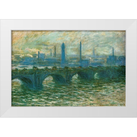 Waterloo Bridge 1902 White Modern Wood Framed Art Print by Monet, Claude