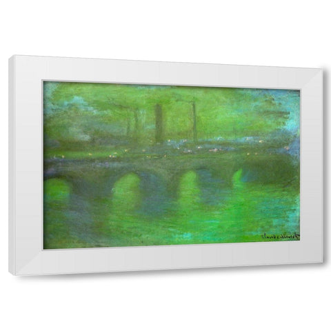 Waterloo Bridge at dusk 1904 White Modern Wood Framed Art Print by Monet, Claude