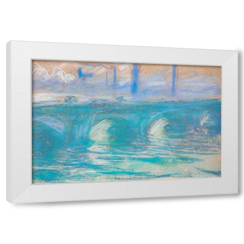 Waterloo Bridge-study 1900 White Modern Wood Framed Art Print by Monet, Claude