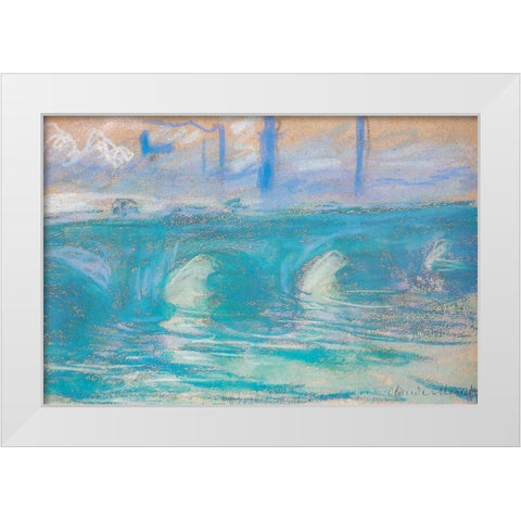 Waterloo Bridge-study 1900 White Modern Wood Framed Art Print by Monet, Claude