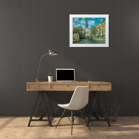 Zuiderkerk-Amsterdam 1872 White Modern Wood Framed Art Print by Monet, Claude
