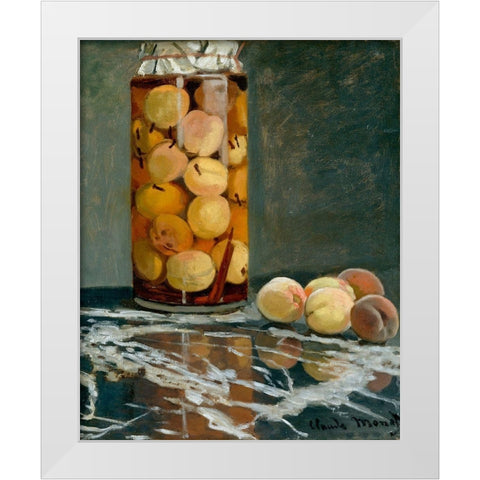 Jar of Peaches 1866 White Modern Wood Framed Art Print by Monet, Claude