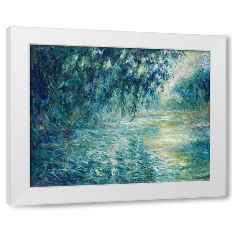 Morning on the Seine 1898 White Modern Wood Framed Art Print by Monet, Claude