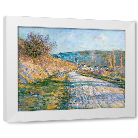 The Road to Vetheuil 1879 White Modern Wood Framed Art Print by Monet, Claude