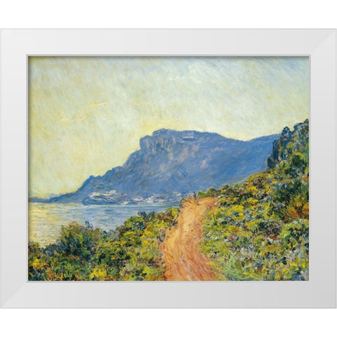 La Corniche near Monaco 1884 White Modern Wood Framed Art Print by Monet, Claude