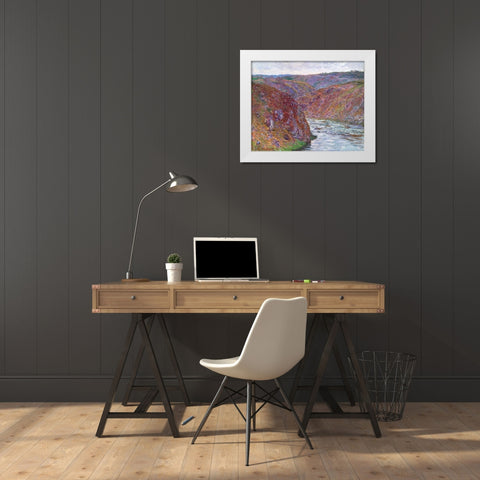 Valley of the Creuse Gray Day 1889 White Modern Wood Framed Art Print by Monet, Claude