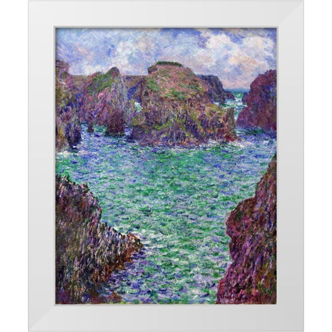 Port-Goulphar-Belle-ile 1887 White Modern Wood Framed Art Print by Monet, Claude