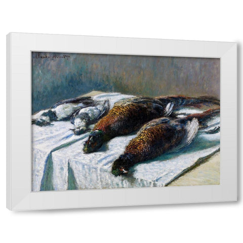 Still Life with Pheasants and Plovers 1879 White Modern Wood Framed Art Print by Monet, Claude