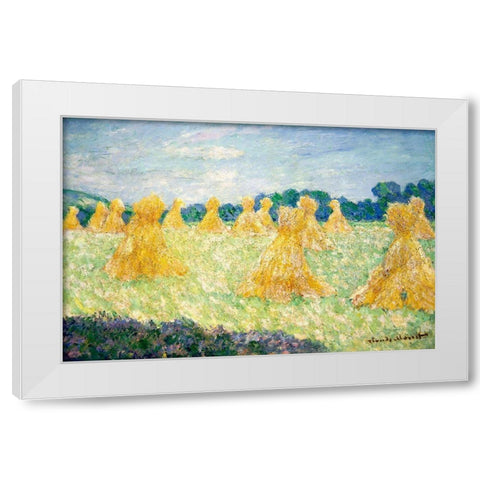 The Young Ladies of Giverny-Sun Effect 1894 White Modern Wood Framed Art Print by Monet, Claude