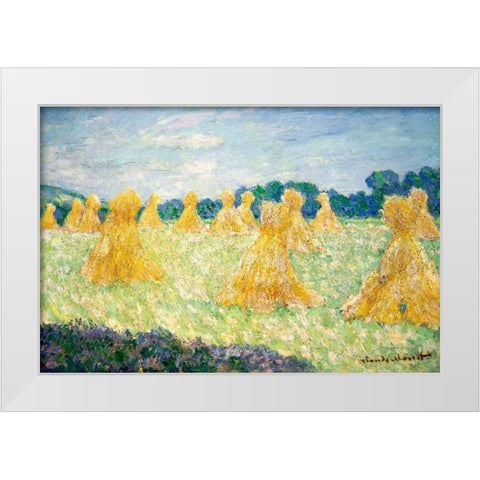 The Young Ladies of Giverny-Sun Effect 1894 White Modern Wood Framed Art Print by Monet, Claude