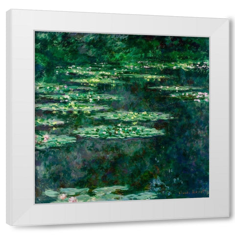 Waterlilies 1904 White Modern Wood Framed Art Print by Monet, Claude